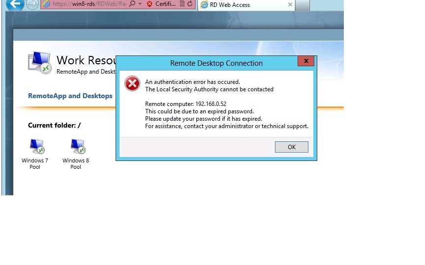 Authentication Error Has Occurred Remote Desktop